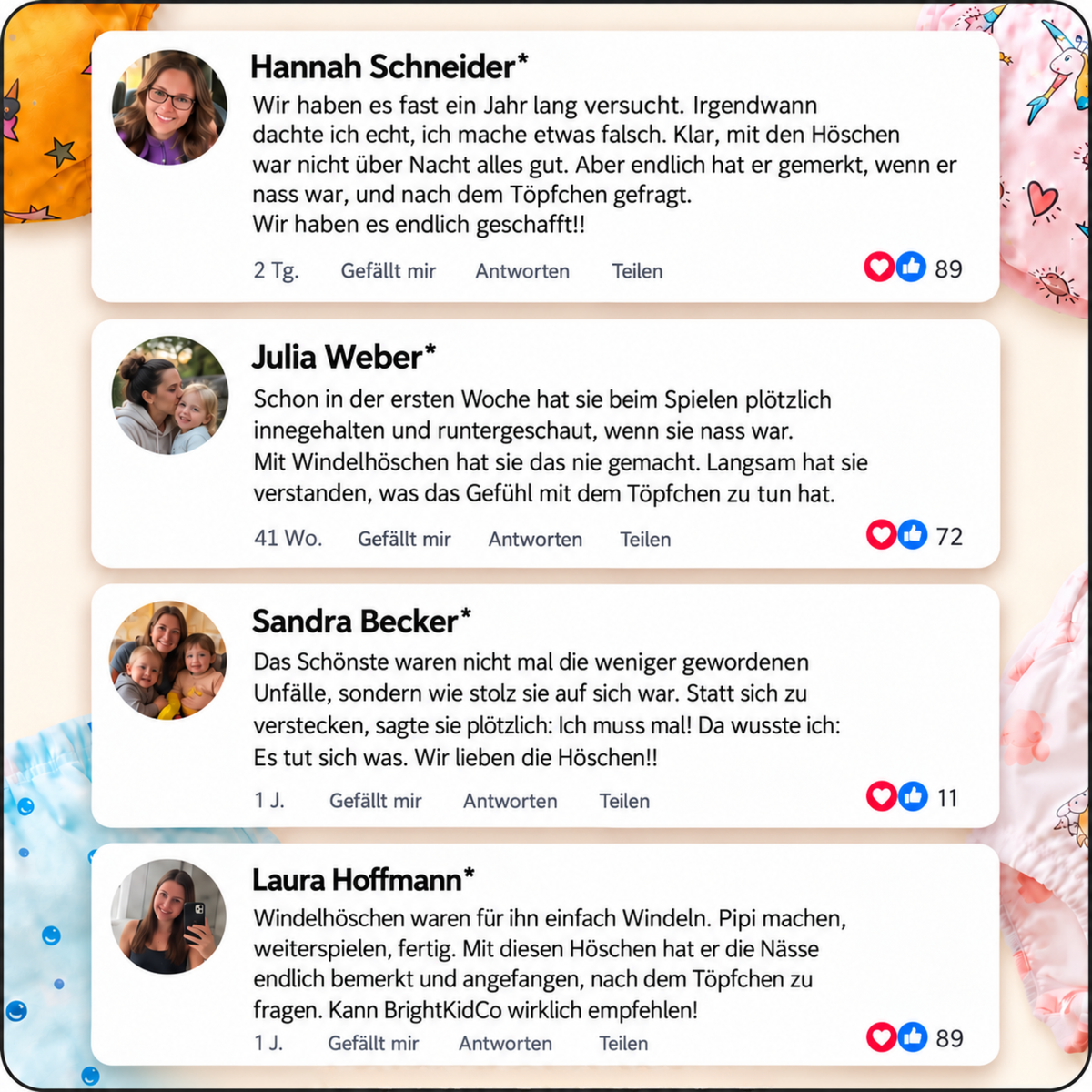 6-Lagen-Trainingsunterhose fürs Töpfchentraining – hilft beim Lernen & schützt Unser 6-Lagen Körpersignal-System™ hilft Kleinkindern, Nässe wahrzunehmen und zu lernen, wann sie aufs Töpfchen müssen, und fängt kleine Missgeschicke auf.