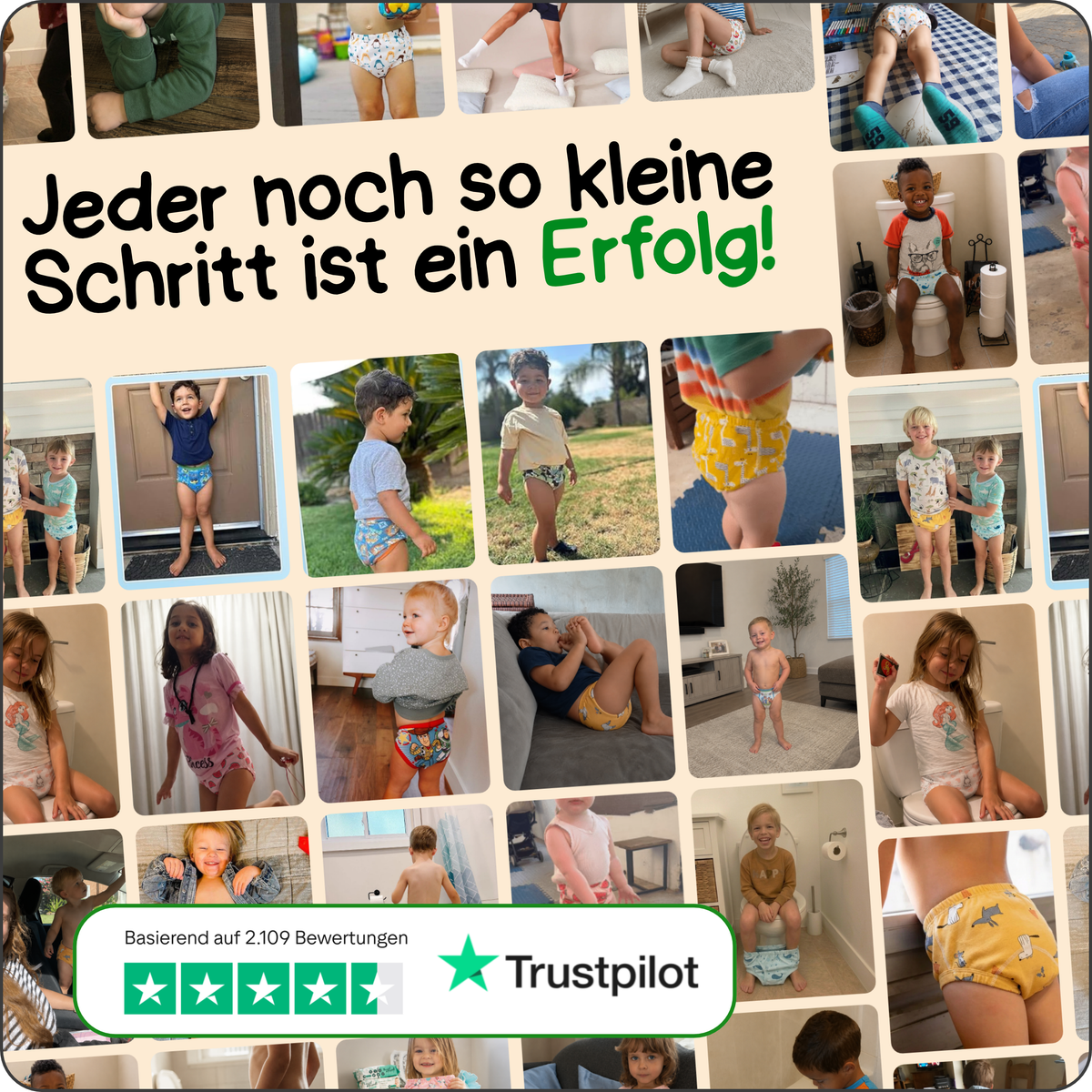 6-Lagen-Trainingsunterhose fürs Töpfchentraining – hilft beim Lernen & schützt Unser 6-Lagen Körpersignal-System™ hilft Kleinkindern, Nässe wahrzunehmen und zu lernen, wann sie aufs Töpfchen müssen, und fängt kleine Missgeschicke auf.