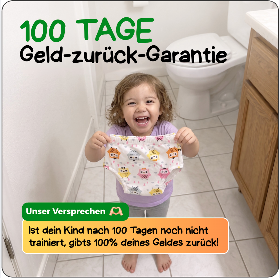 6-Lagen-Trainingsunterhose fürs Töpfchentraining – hilft beim Lernen & schützt Unser 6-Lagen Körpersignal-System™ hilft Kleinkindern, Nässe wahrzunehmen und zu lernen, wann sie aufs Töpfchen müssen, und fängt kleine Missgeschicke auf.